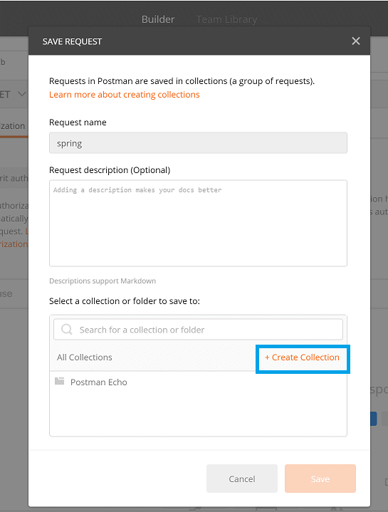 create postman collection
