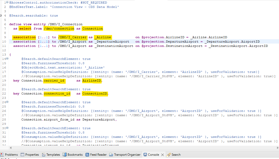abap code data services cds step 5
